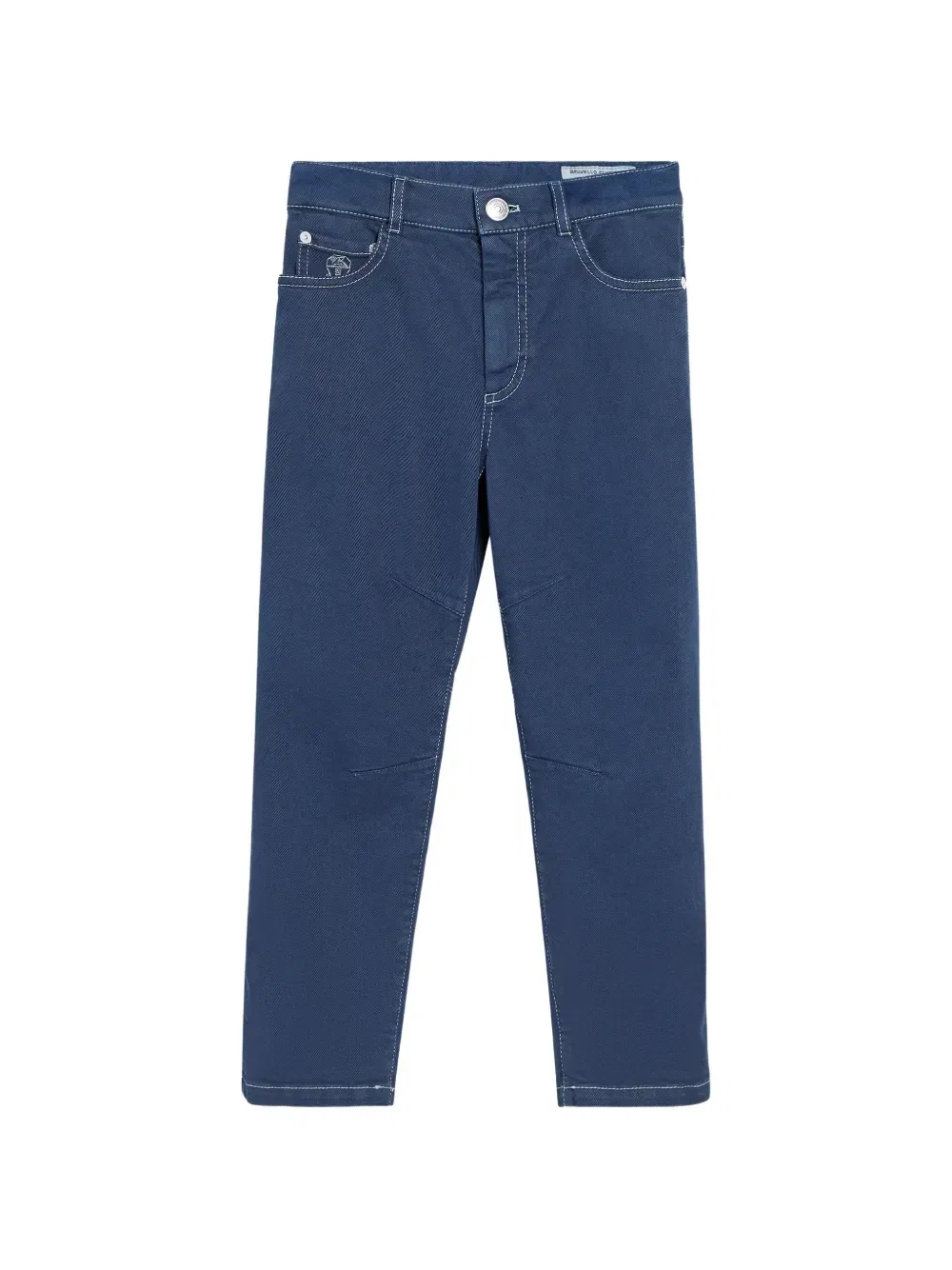 Легкие джинсы с контрастной строчкой Brunello Cucinelli Kids, синий