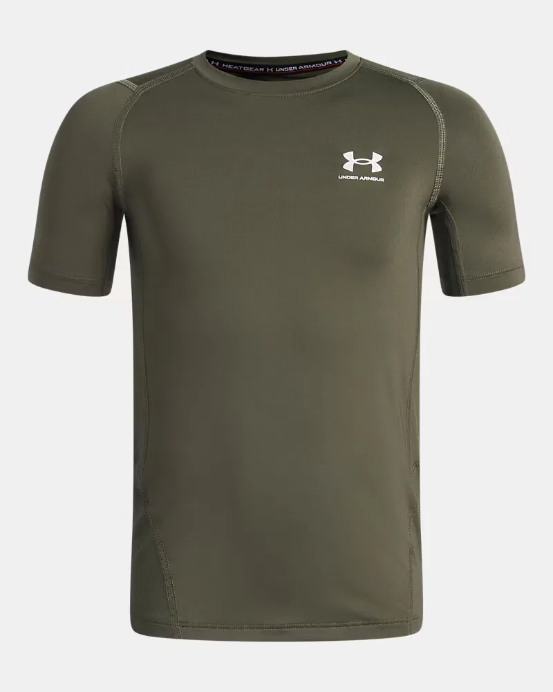 Футболка с коротким рукавом быстросохнущая HeatGear Armour UnderArmour, Marine Od Green/White — фото 4