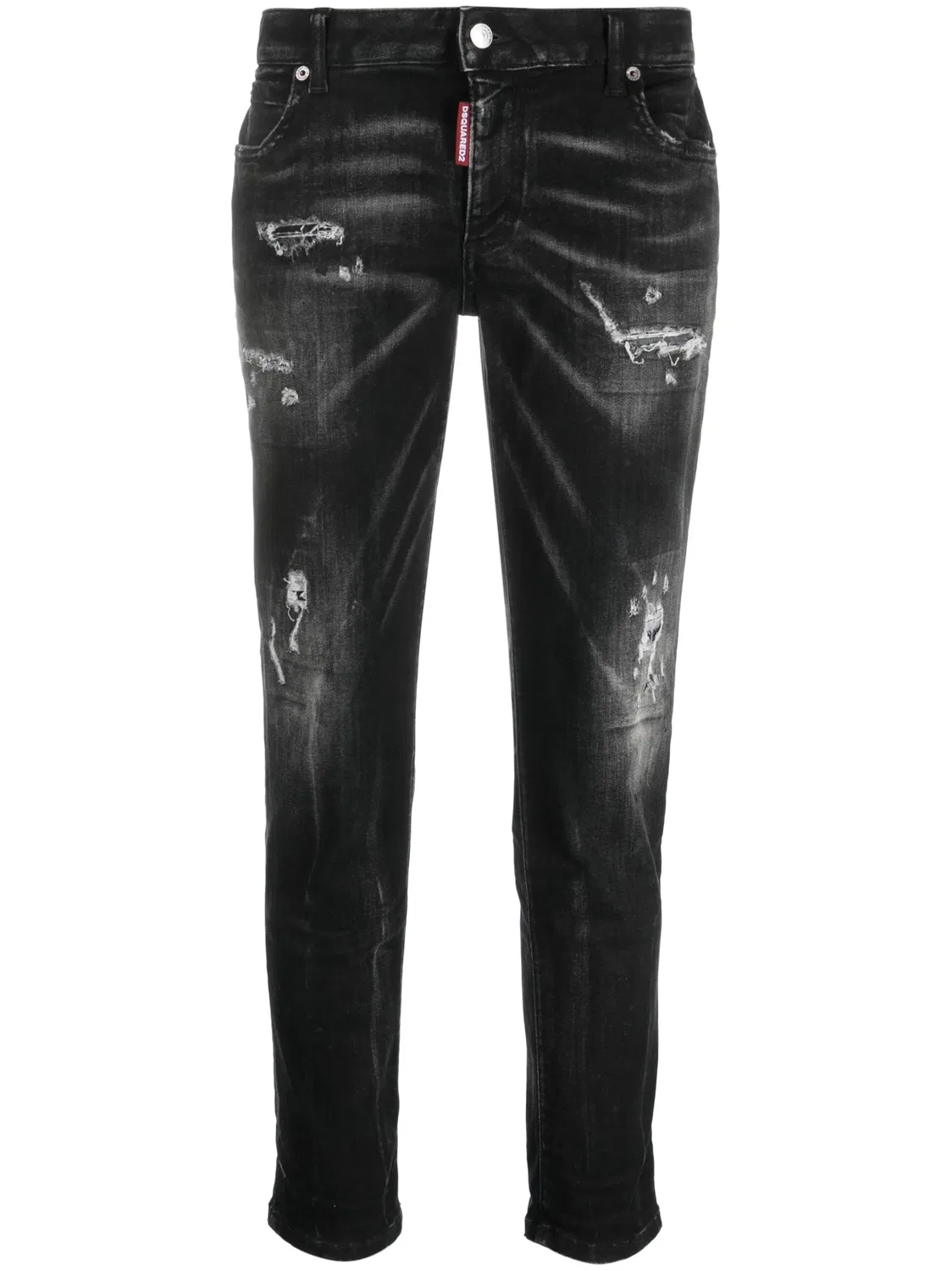 Джинсы Slim-Leg Cool Girl с эффектом потертости DSQUARED2, черный
