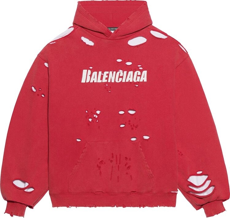 

Худи Balenciaga Destroyed Hoodie 'Raspberry/White', красный