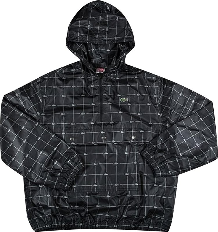 

Анорак Supreme x Lacoste Reflective Grid Nylon Anorak 'Black', черный