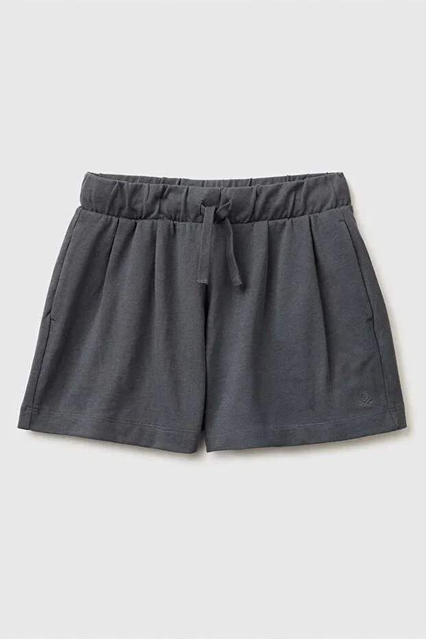 Детские шорты для девочек с принтом Logo Embroidery Detail United Colors Of Benetton, Anthracite