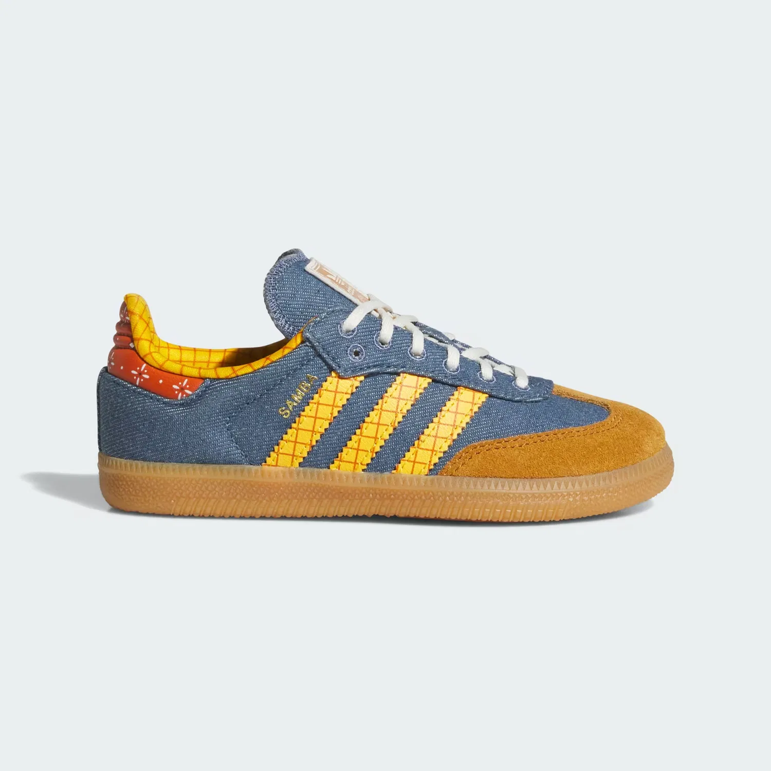 Детские кроссовки с деталями Pixar Toy Story Samba OG Adidas Originals, синий с желтым и белым