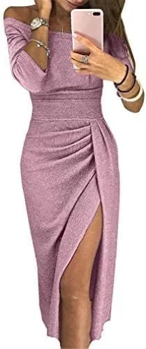 Женское вечернее платье с пайетками off-the-shoulder, Pink