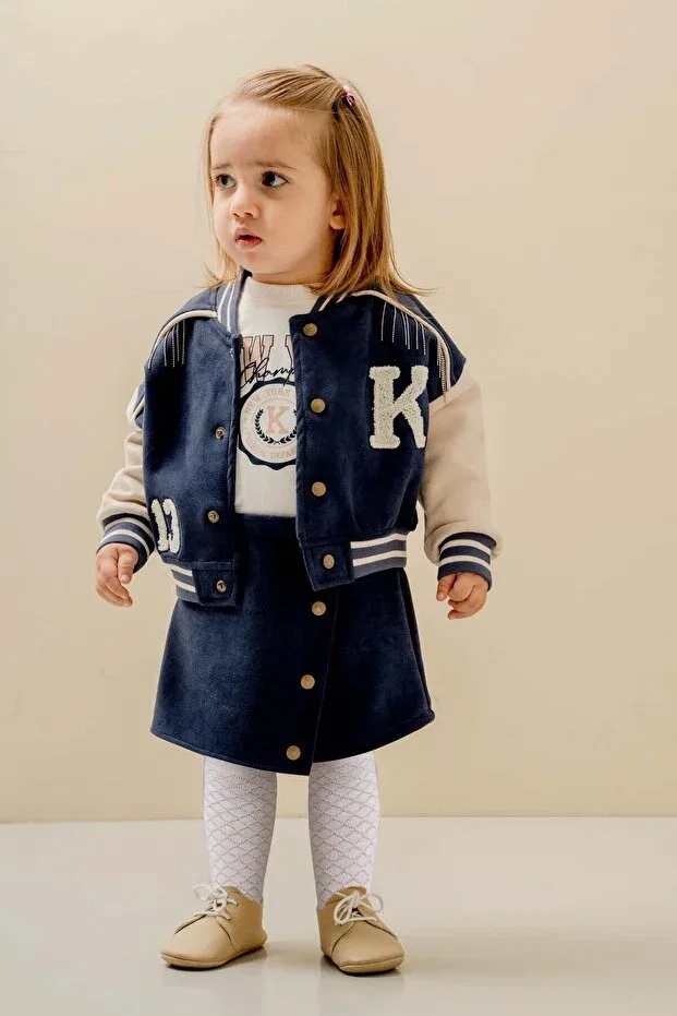 Детский комплект для девочек из замши Jnf Kids, Navy Blue