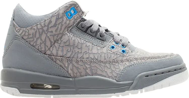 

Кроссовки Air Jordan 3 Retro GS Cool Grey Blue Glow, серый