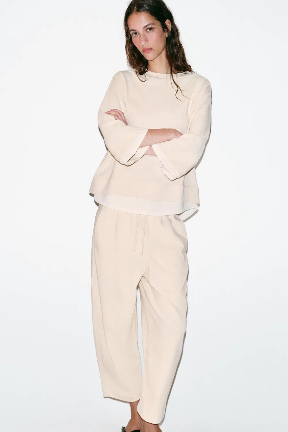 ШТАНЫ-ПОДВЕСКИ ZARA, Ecru