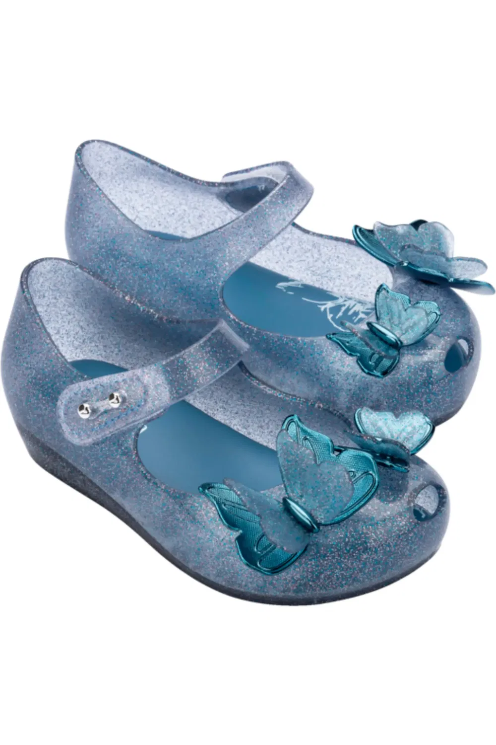 Туфли детские балетки с бабочками Butterfly Mini Melissa, Glitter Blue