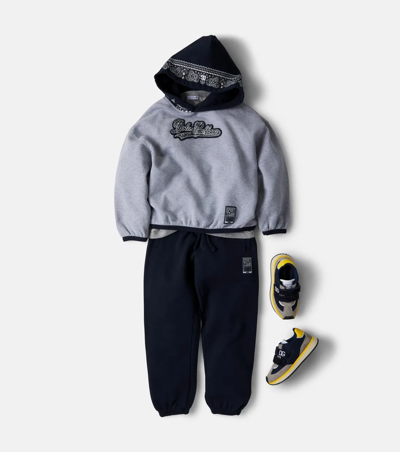 Свитшот с капюшоном из хлопка Dolce&Gabbana Kids, серый — фото 2