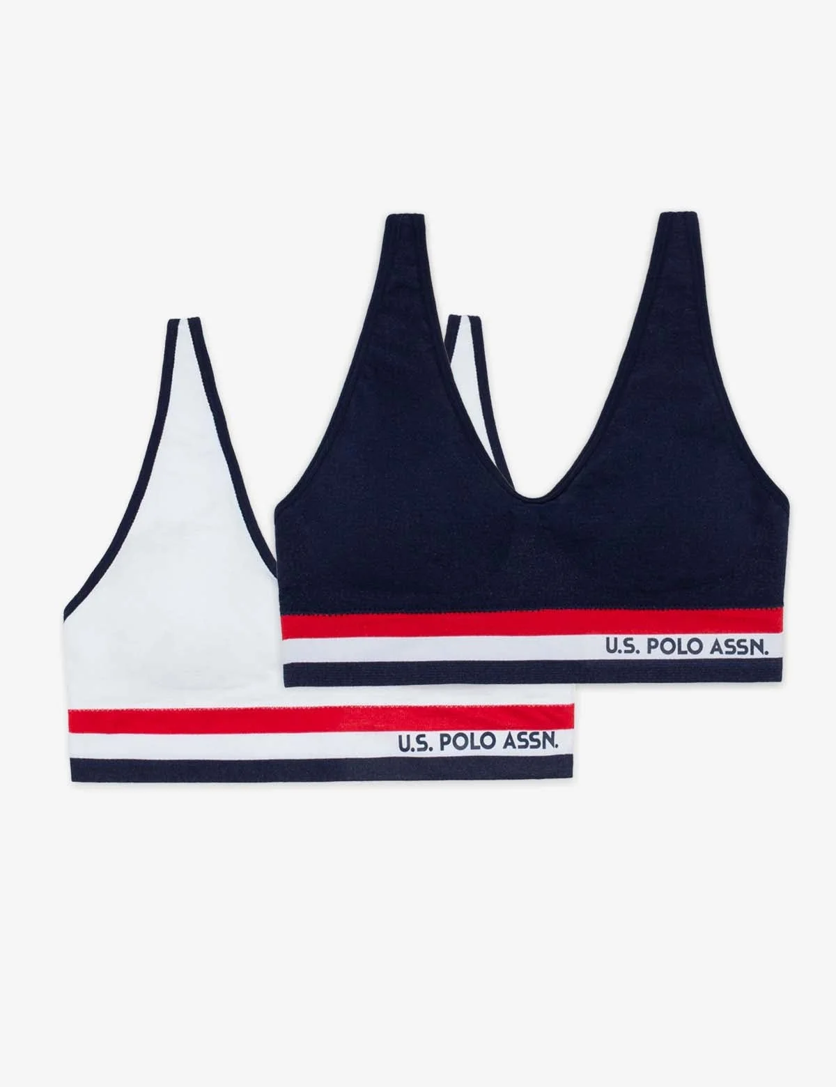 Женский комплект бюстье U.S. Polo Assn. Signature Stripe Bralettes With Removable Pads, белый — фото 4