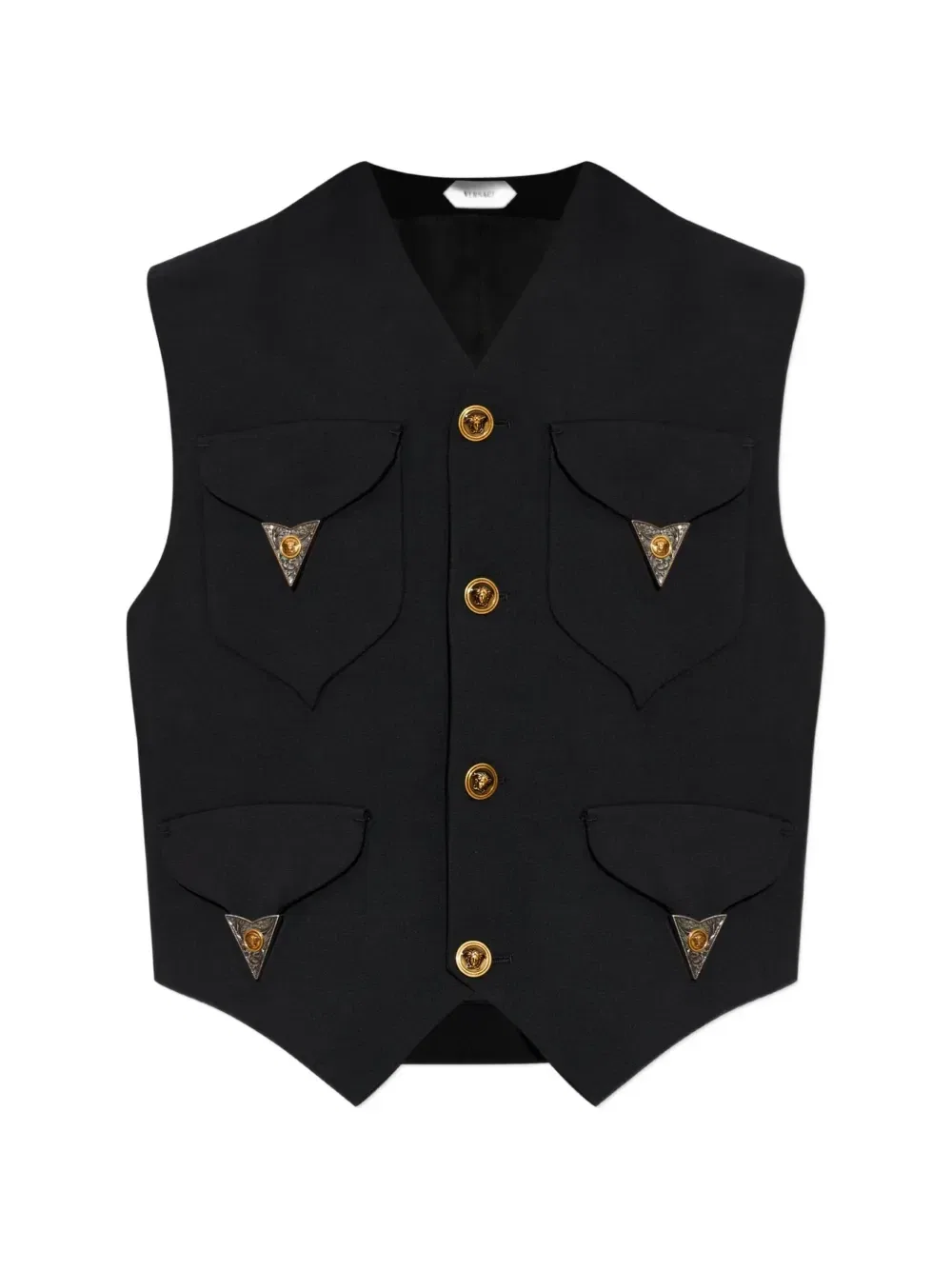 Расшитый шерстяной жилет Versace, черный