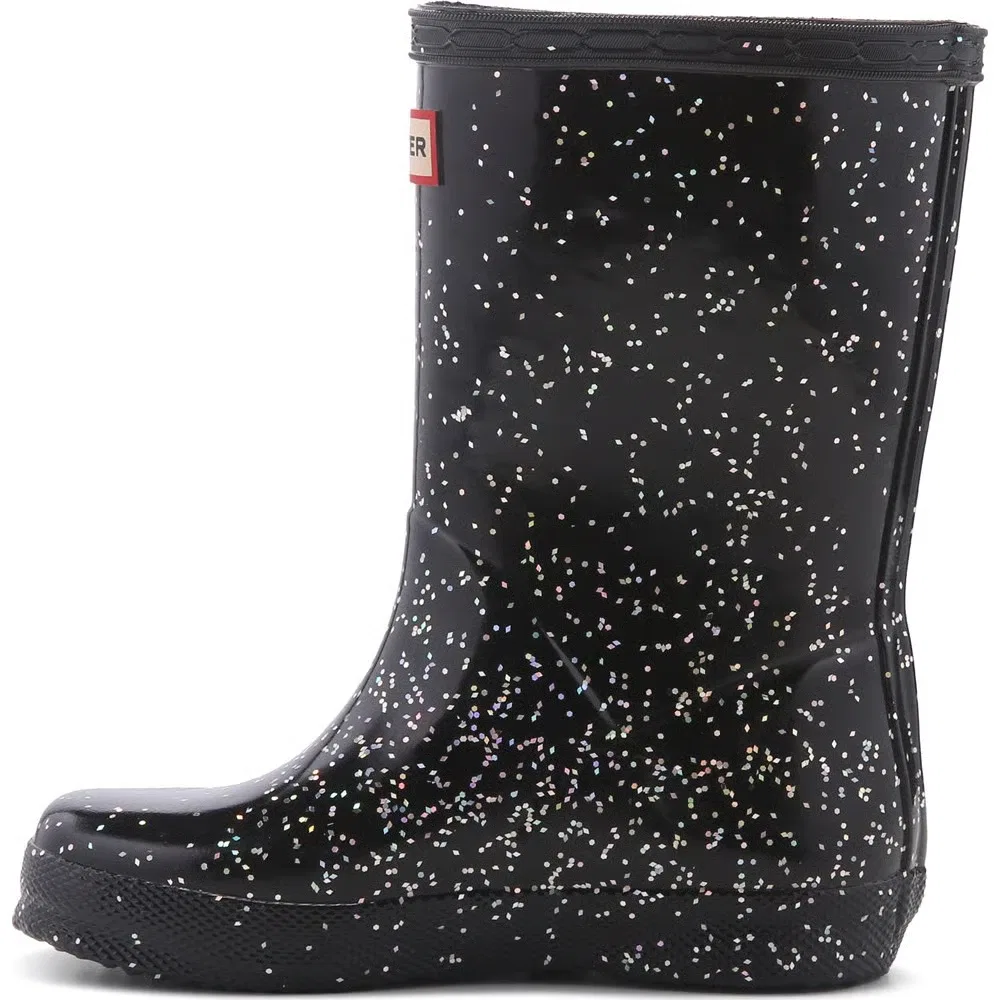 Оригинальные детские резиновые сапоги Hunter, Black Glitter — фото 3