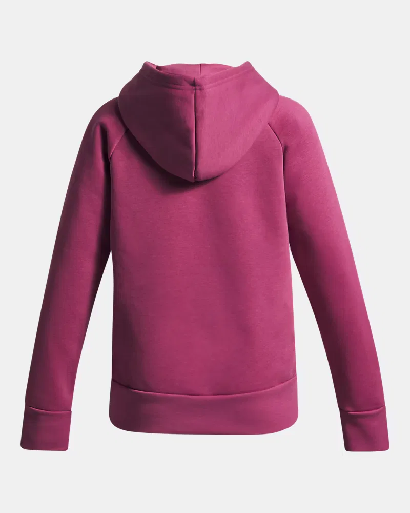 Худи для девочек с крупным принтом-логотипом UA Rival Fleece Big Logo Print Fill UnderArmour, Fuchsia Dusk/Black — фото 2
