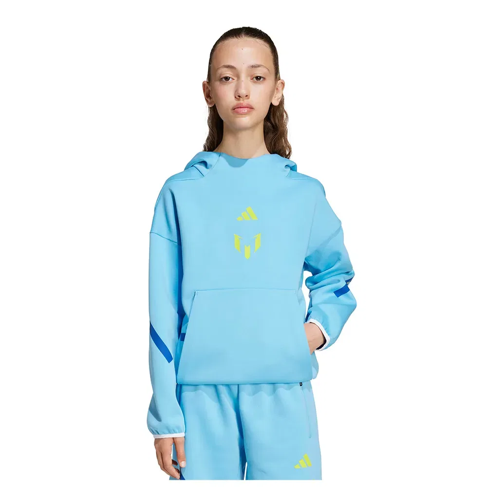 Детское худи для девочек с принтом Messi Z.N.E Adidas, Blue