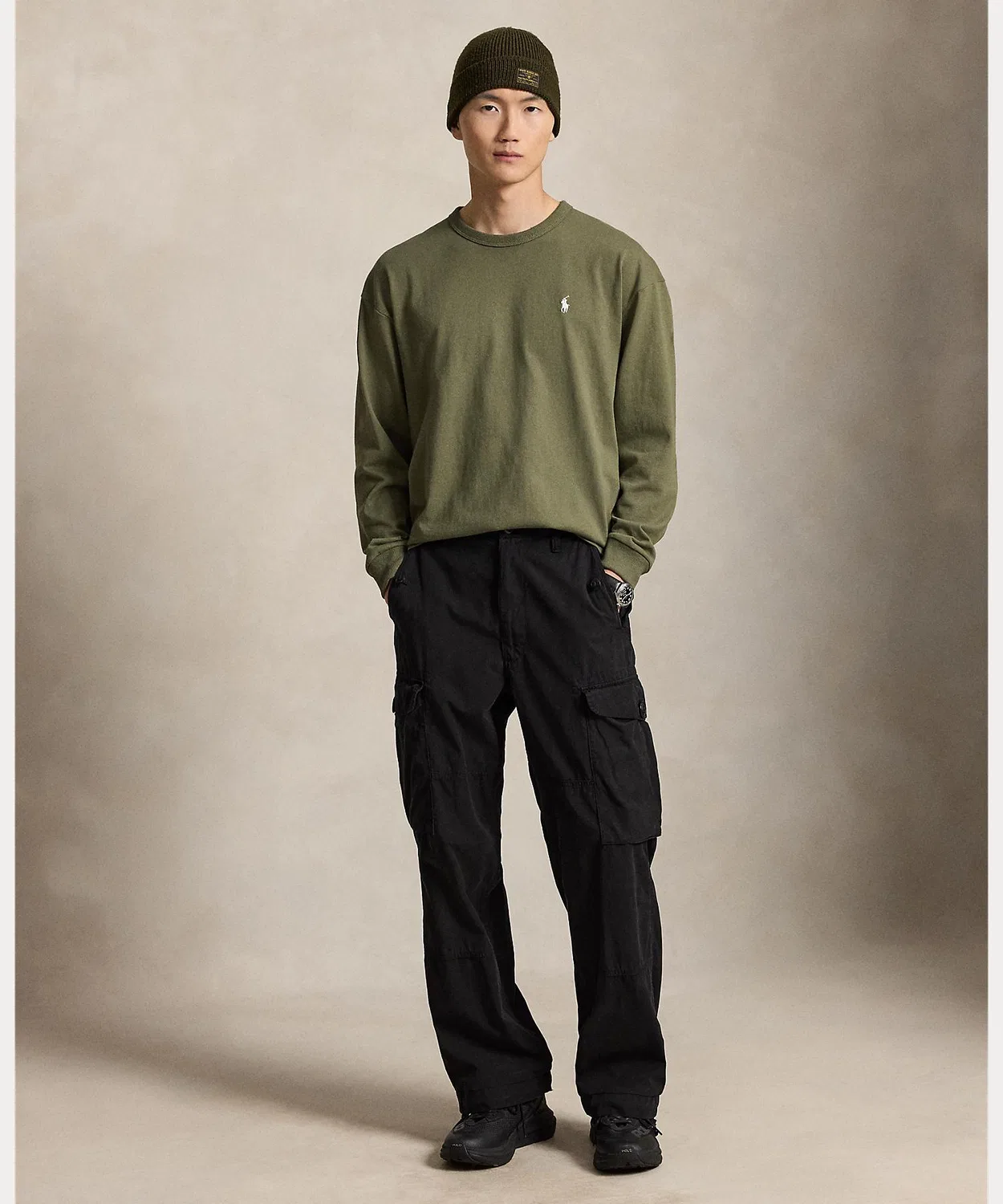Мужская футболка с длинным рукавомRelaxed Fit Jersey Long Sleeve T-Shirt POLO RALPH LAUREN, Green — фото 3