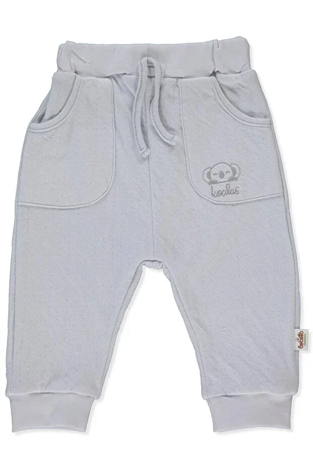 Детские брюки для девочек хлопковые Organic single-layer double pants without socks (organic stars and koalas) Bebetto, Gray