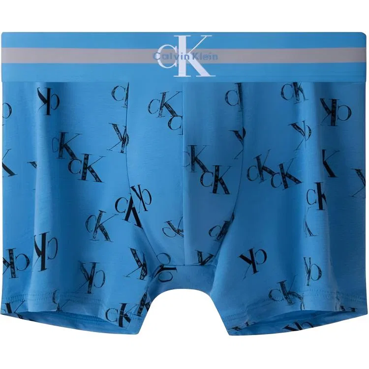 Мужские трусы-боксеры с принтом Calvin Klein, Black/Lake Blue/Light Mist Gray — фото 4