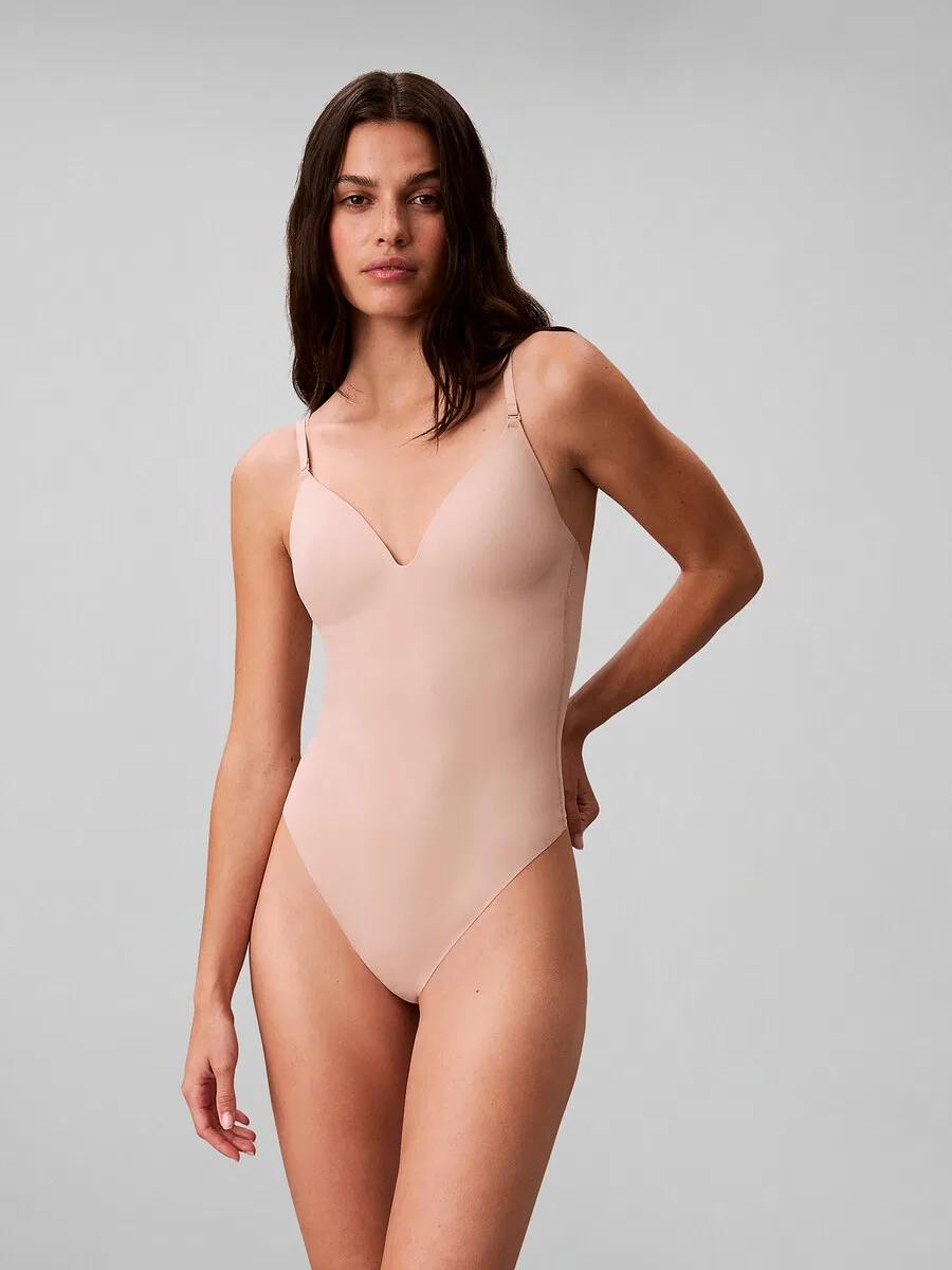 Корректирующий боди Calvin Klein бежевого цвета — фото 2
