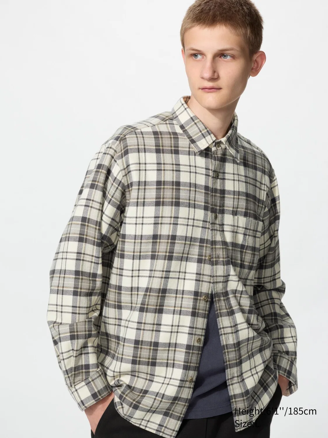 Рубашка фланелевая Uniqlo, тартан, натуральный