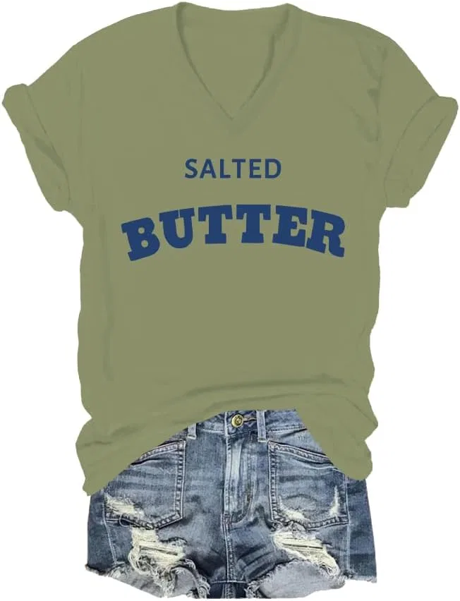 Футболка с принтом Salted Butter V-Neck, Green