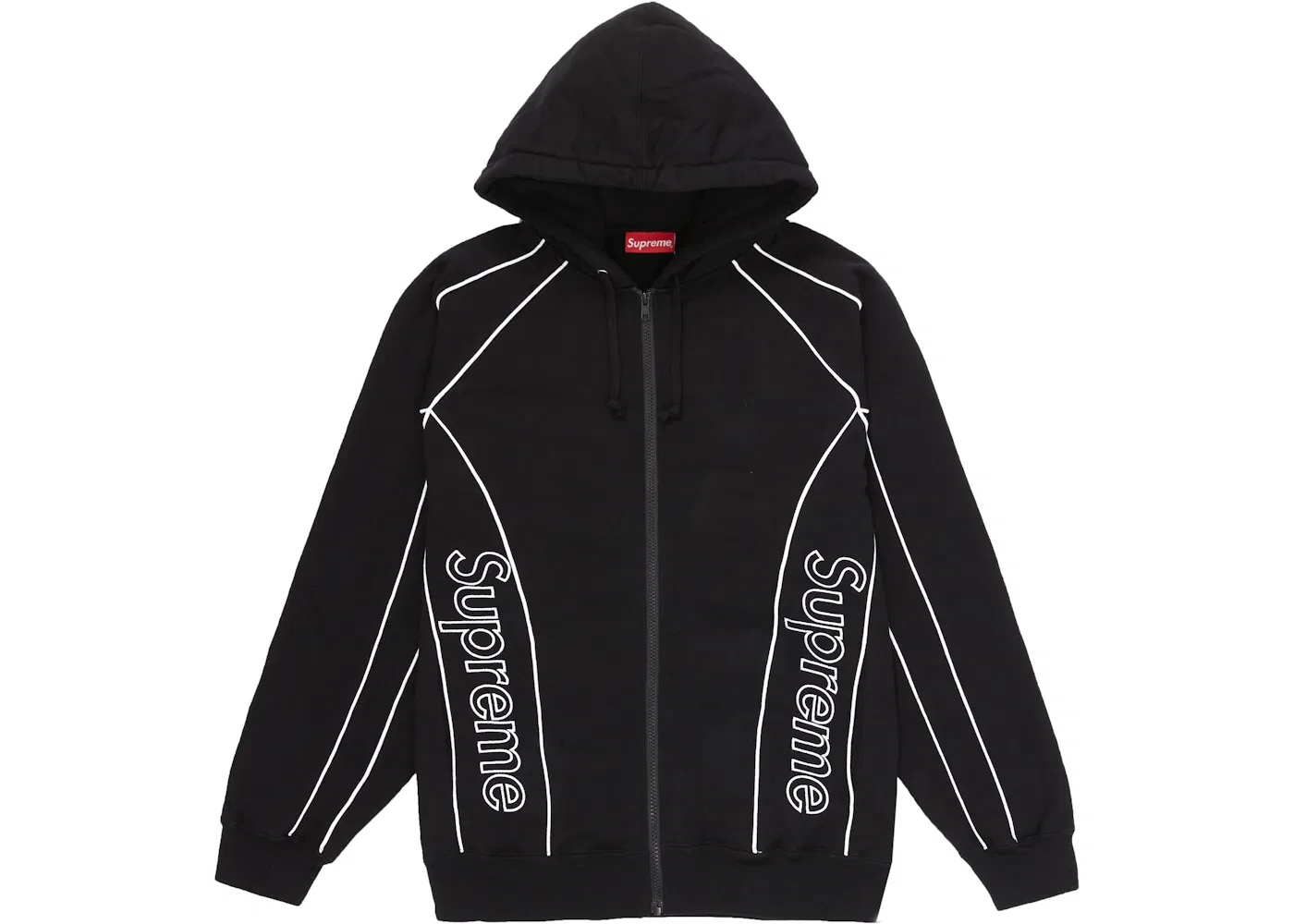 Мужская худи с панельными вставками и молнией Supreme Sweatshirt, Black