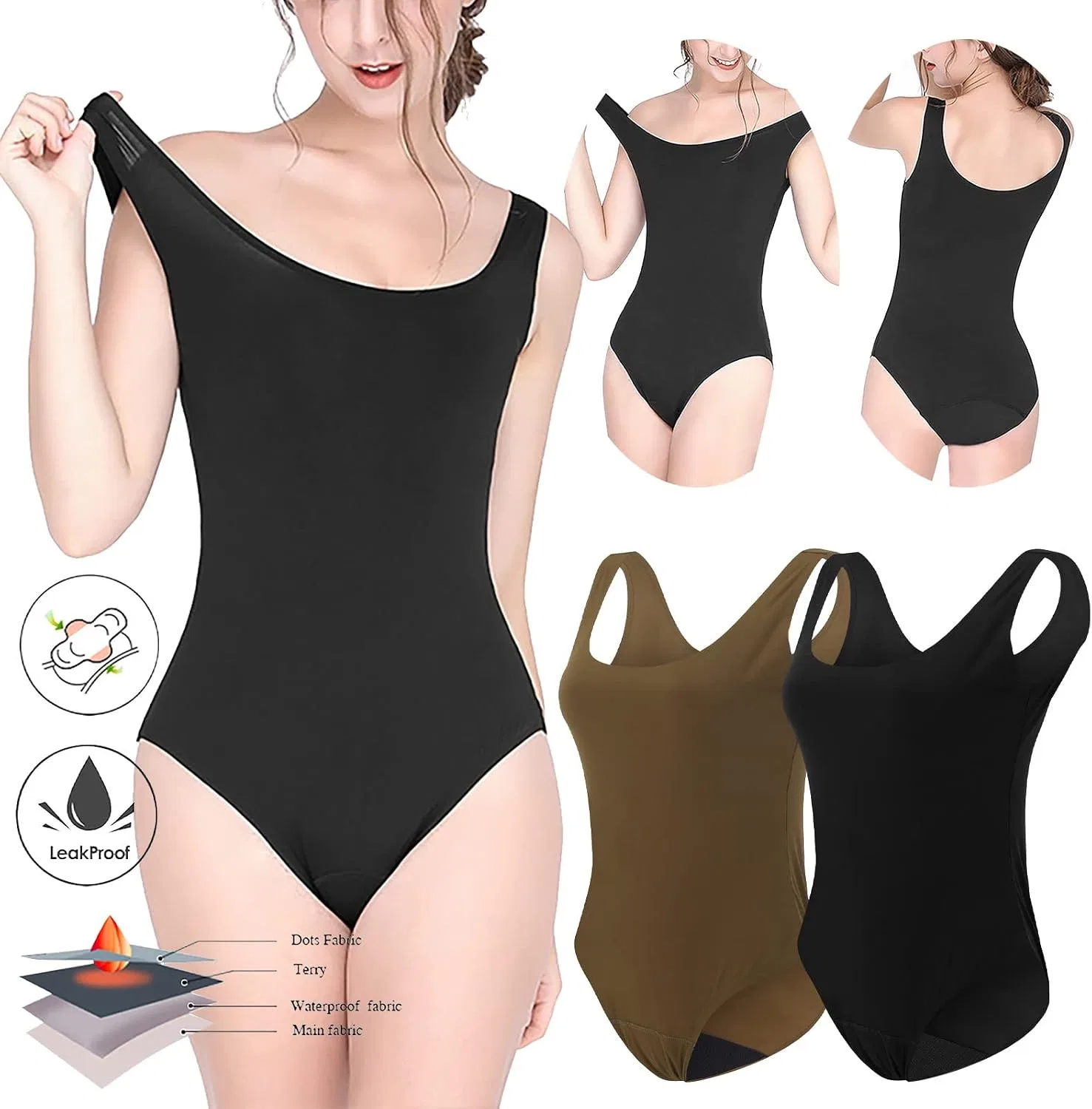 Купальник слитный с впитывающей прокладкой Period Swimwear, Brown — фото 2