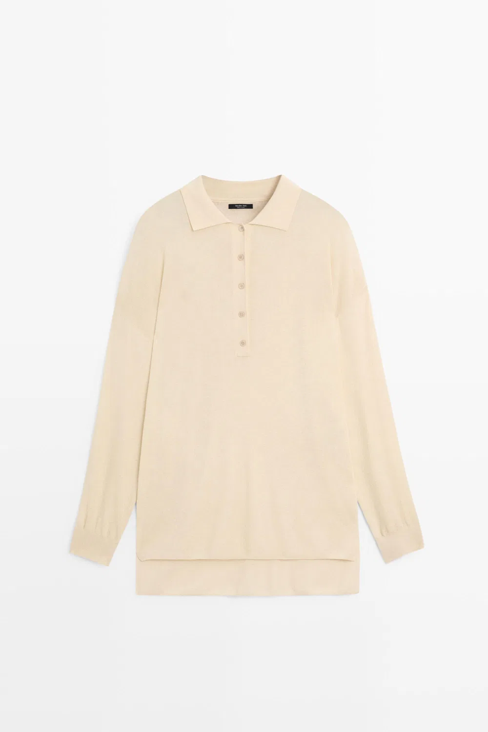 Поло-свитер Massimo Dutti, из смеси хлопка и шелка, слоновая кость — фото 2