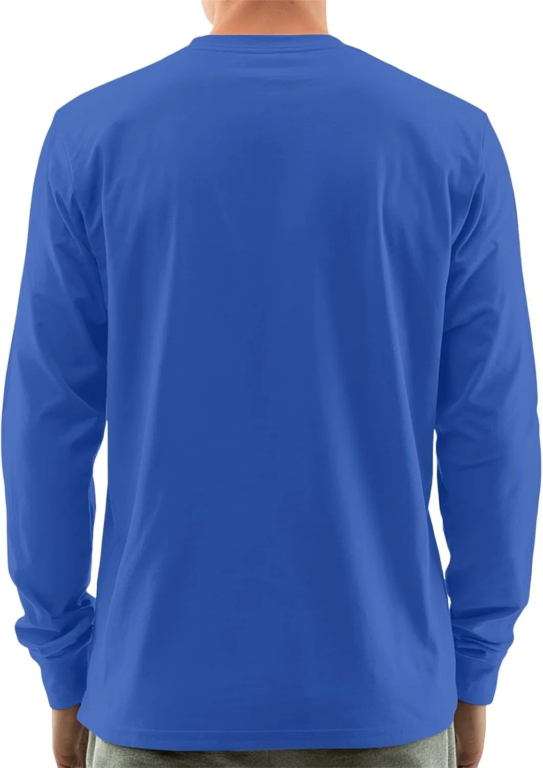 Мужская облегающая футболка с длинным рукавом Henley, Yk130-blue — фото 2