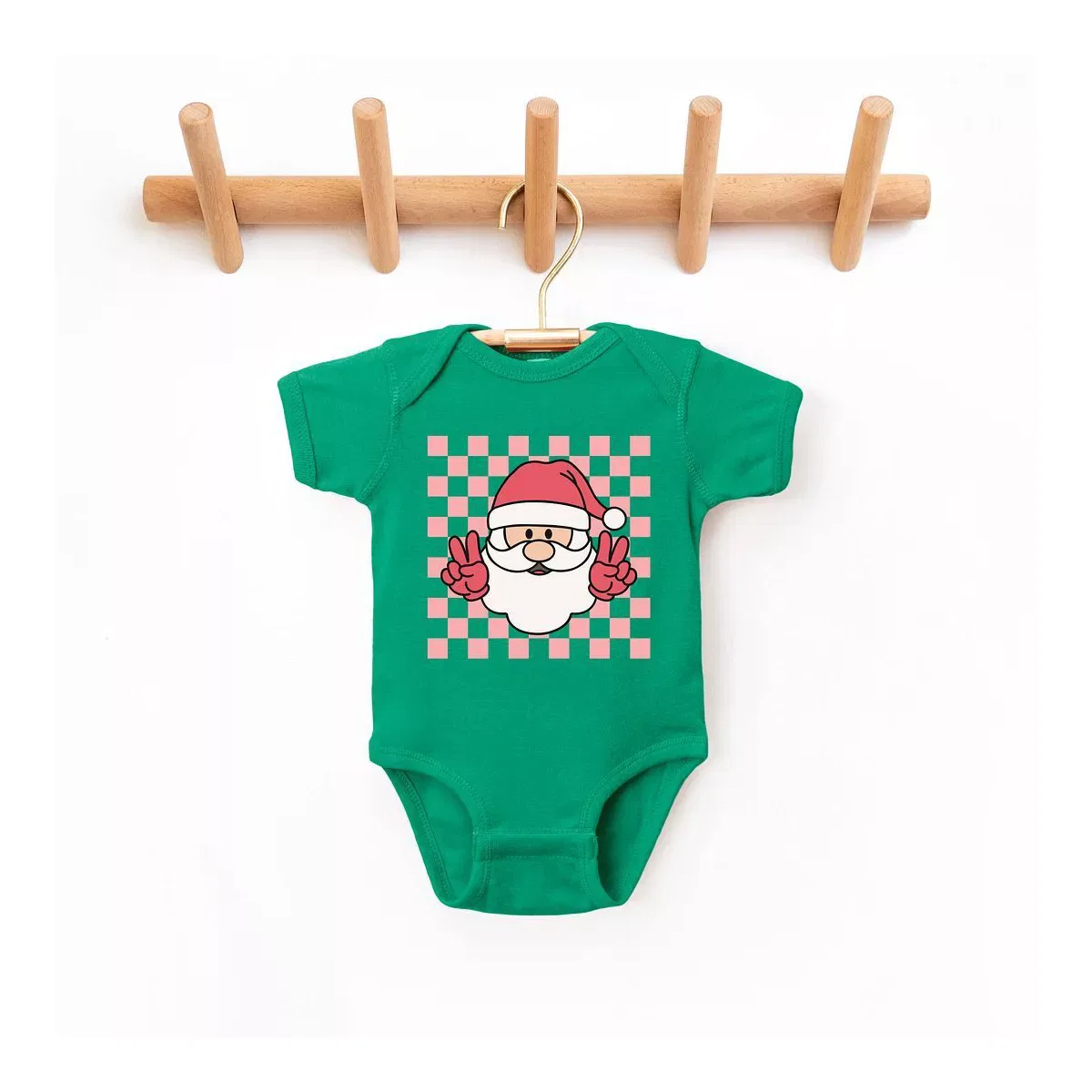Детский боди-комбинезон с коротким рукавом Checkered Santa The Juniper Shop, Kelly