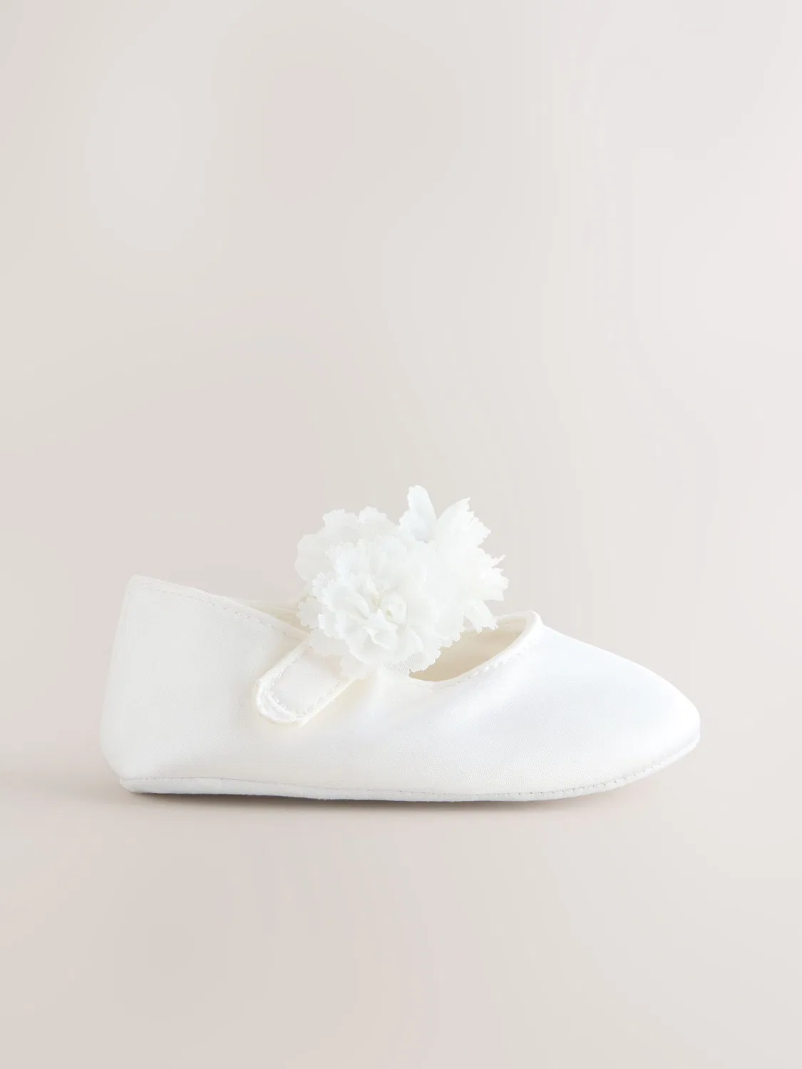 Туфли для малышей с корсажем, Satin Baby Corsage Shoes Next, белый — фото 2