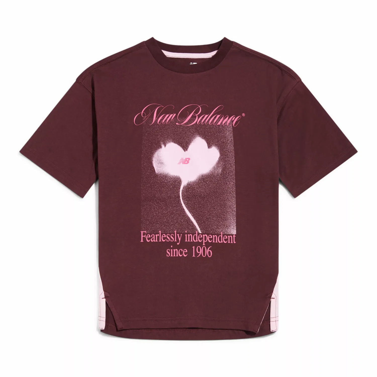 Детская футболка оверсайз с цветочным принтом Rooted Floral Graphic New Balance, Cherry Leather