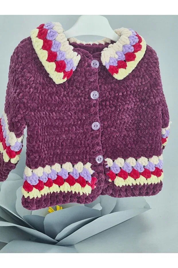 Детский кардиган для девочек вязаный Hand Knitted Velvet Evitle, Purple — фото 4