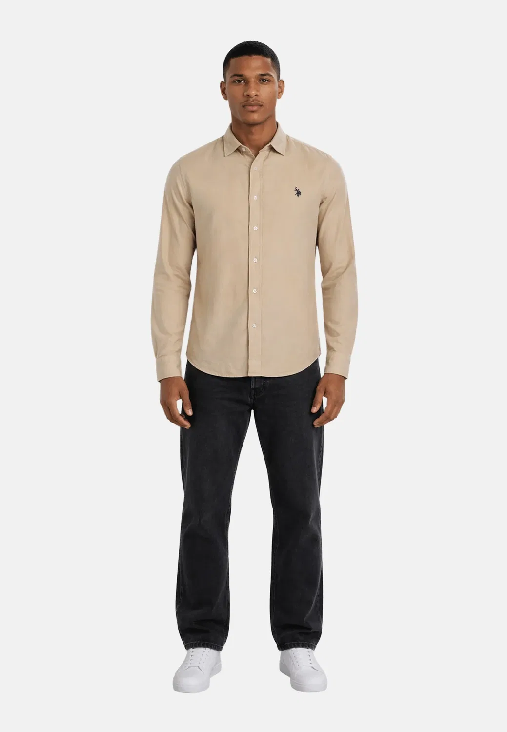 Мужская рубашка из вельвета P048 U.S. Polo Assn., Offwhite — фото 3