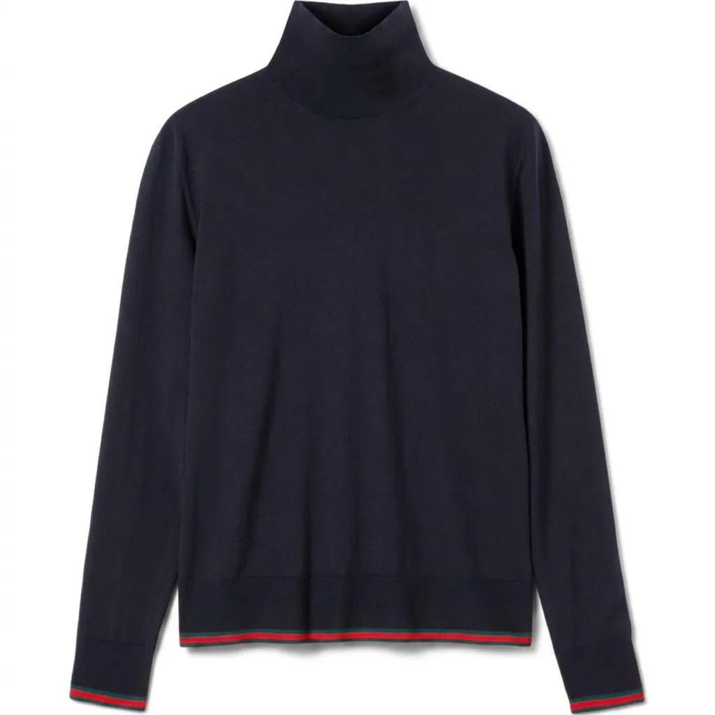 Мужской свитер с воротником-гольф Dark Blue GUCCI