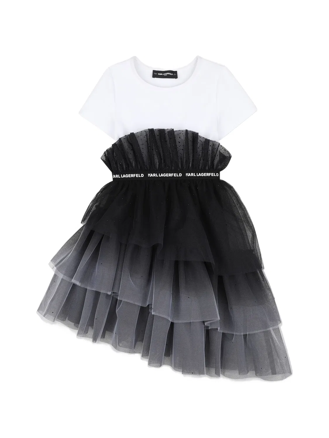 Ярусное платье с оборками Karl Lagerfeld Kids, белый