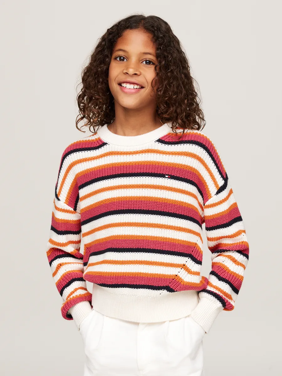 

Вязаный свитер Tommy Hilfiger "ESSENTIAL STRIPE SWEATER", с яркими полосками, белый