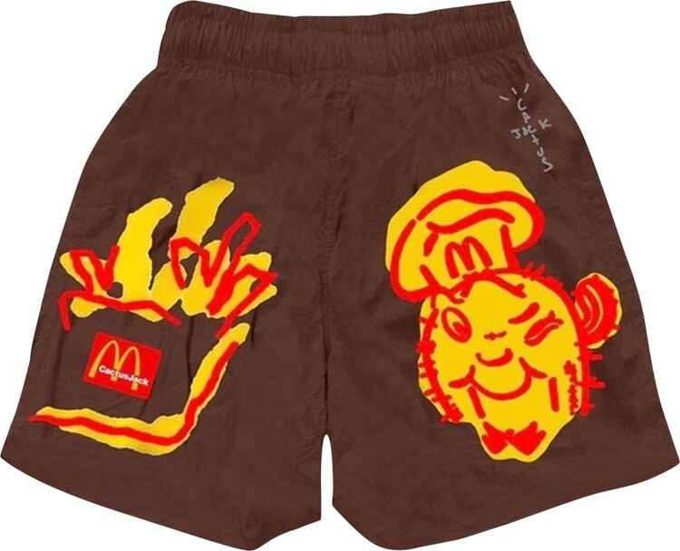 

Шорты Cactus Jack by Travis Scott x McDonald's Illustration Shorts II 'Brown', коричневый