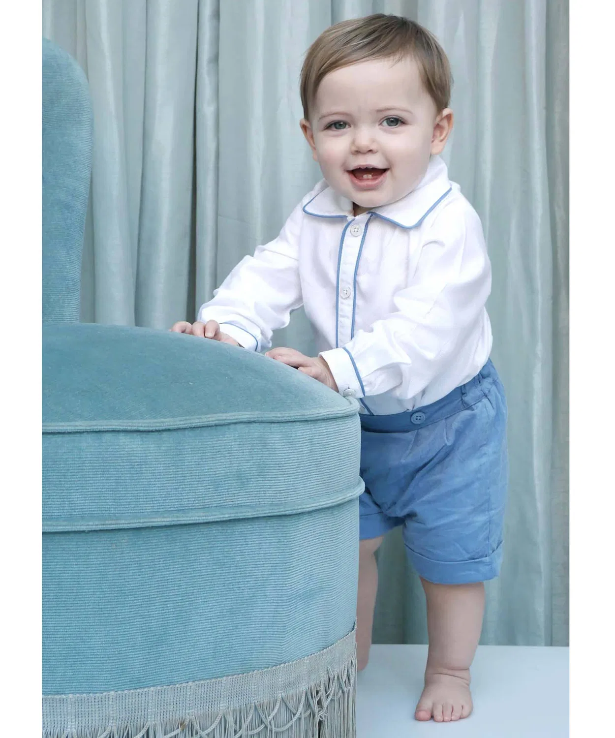 Детский комплект для мальчиков с рубашкой и шортами George Prince Model Rachel Riley, Blue
