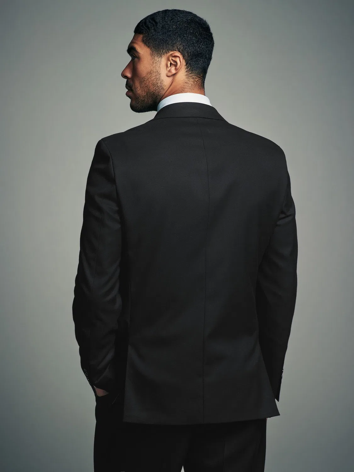 Пиджак костюмный slim fit фланелевый Next, черный — фото 3