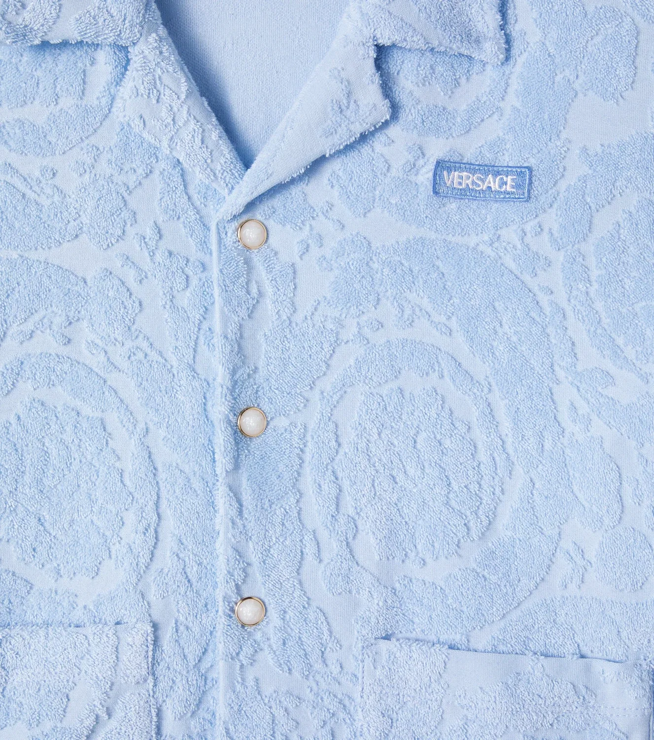 Футболка из махры смесового хлопка Versace Kids, синий — фото 3