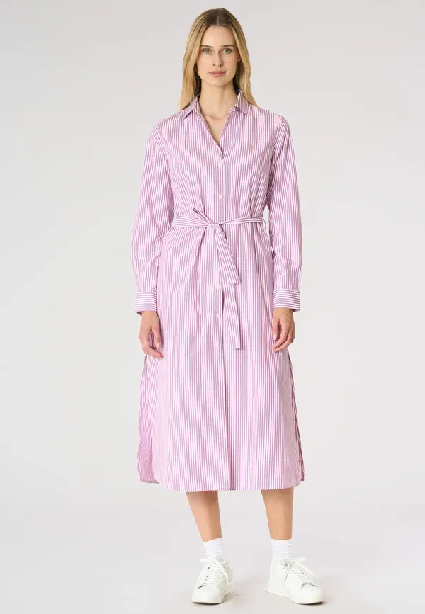 Платье-рубашка полосатое Abito chemisier da donna a righe con cintura in vita - shirt dress, U.S. Polo Assn., мультиколорe — фото 2