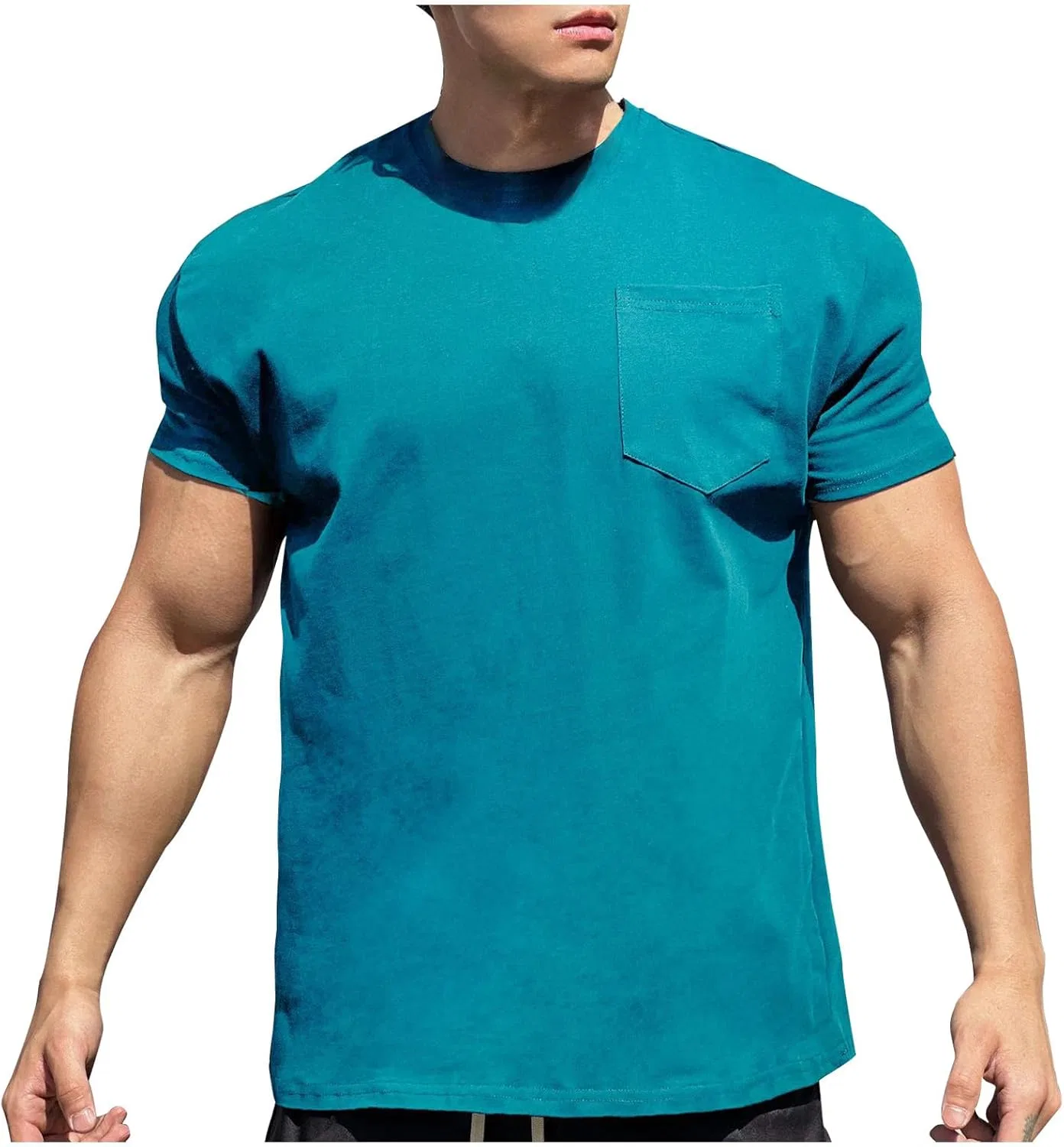 Мужская футболка с коротким рукавом для тренировок, Light Blue