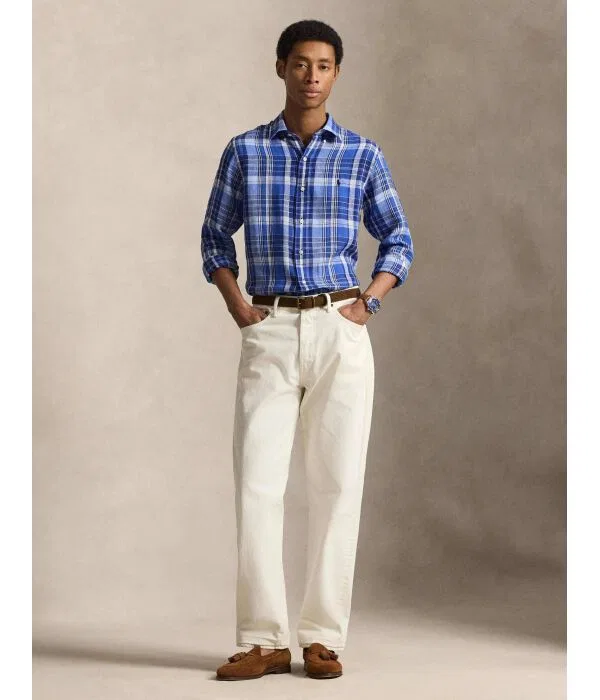 Мужская рубашка из льна Polo Ralph Lauren, Blu Marino — фото 2