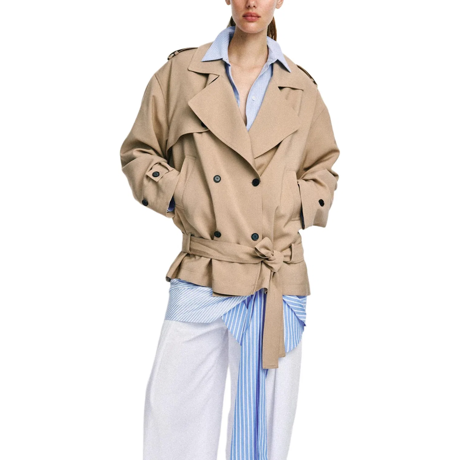 Женский тренчкот Light Camel ZARA — фото 4