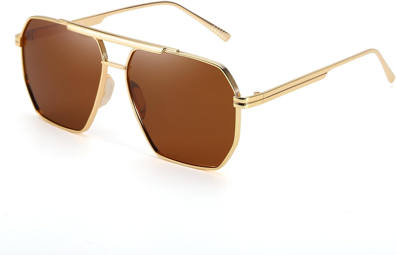 

Солнцезащитные очки-авиаторы без спутывания для женщин и мужчин. Модные поляризованные солнцезащитные очки с двойной перемычкой для вождения и путешествий DreamCalf, A04- Gold/Brown