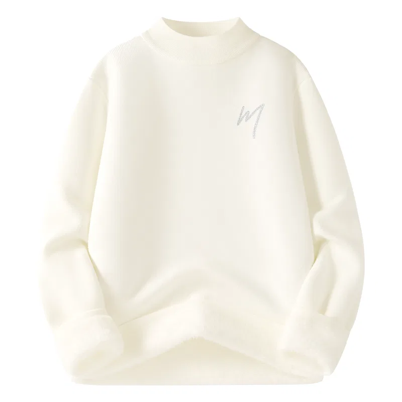 Детский свитер половинчатый воротник-гольф MINISO, White