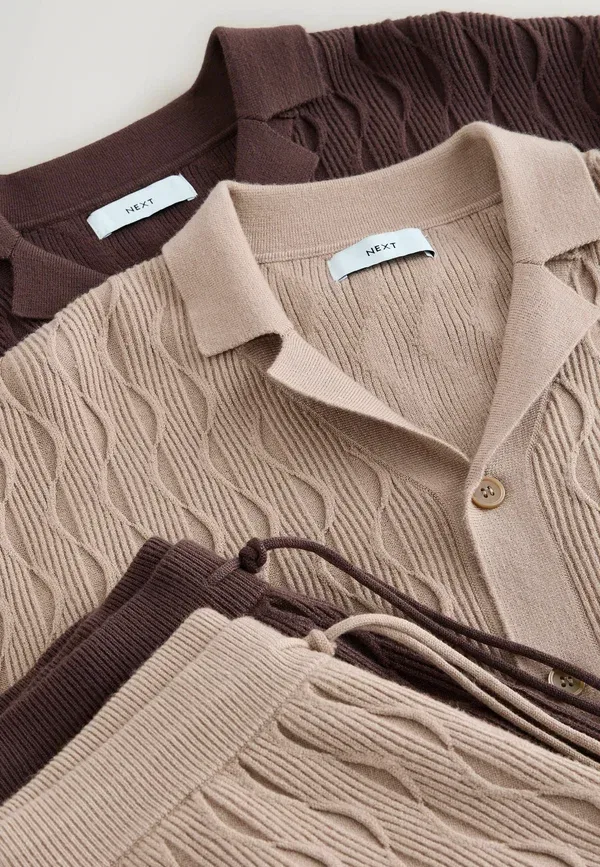 Комплект из 2 шорт Regular fit, текстурированный трикотаж, Next, коричневый, нейтральный — фото 3