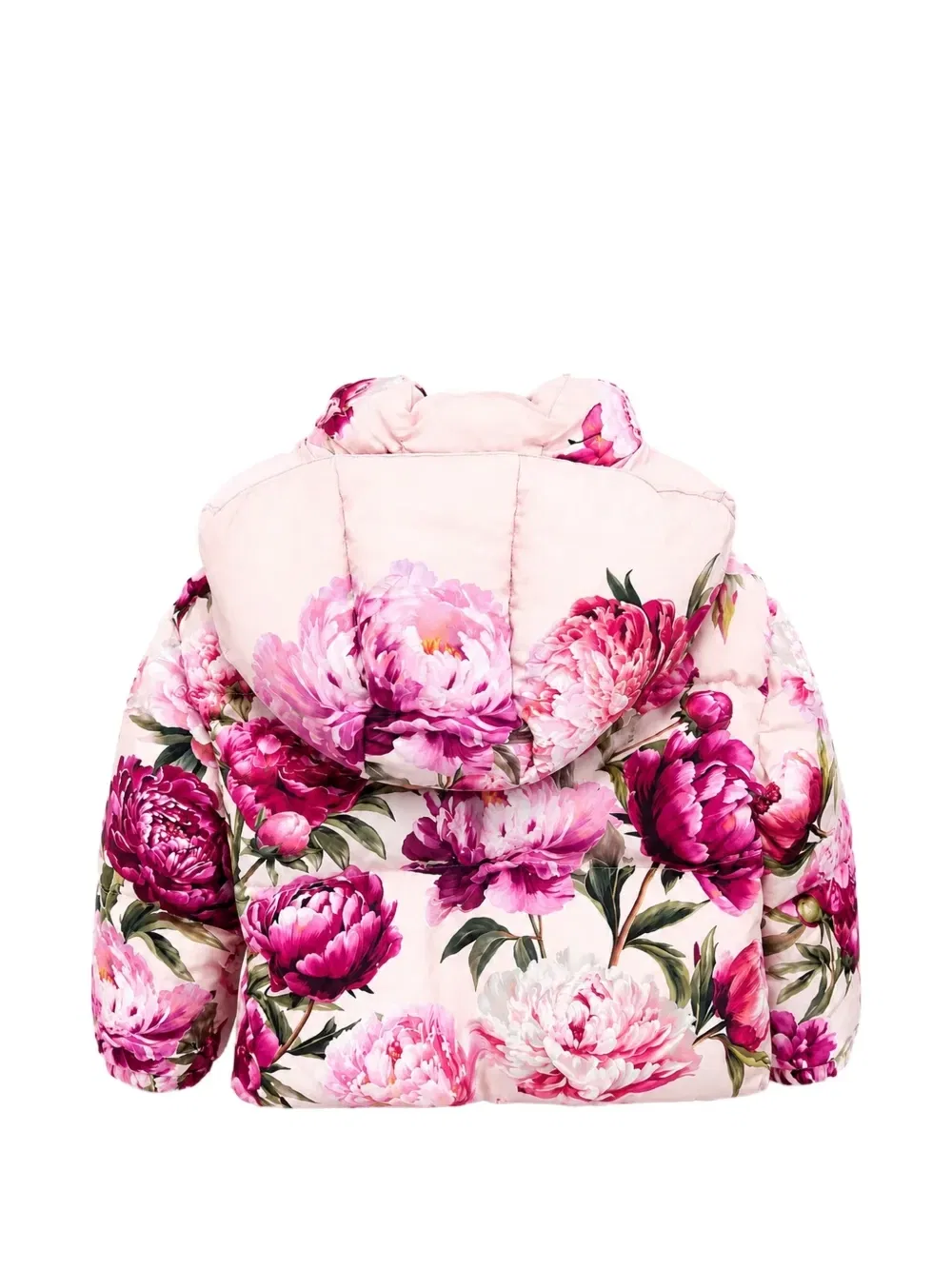Нейлоновая куртка-пуховик с пионами Dolce & Gabbana Kids, розовый — фото 2