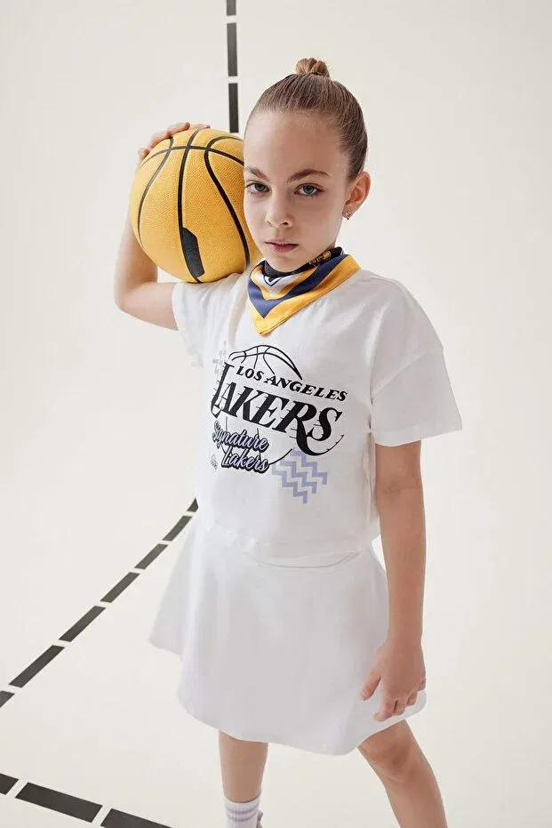 Детская футболка для девочек хлопковая Los Angeles Lakers Defacto, Ekru Er98
