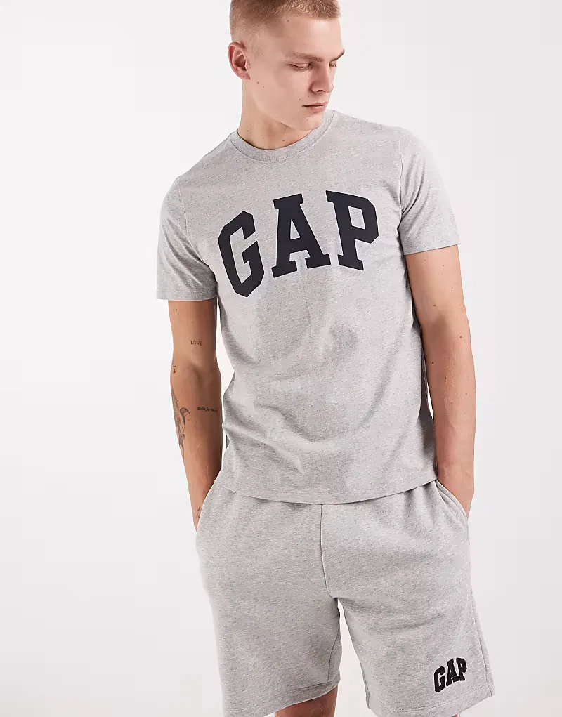 Повседневная мягкая футболка GAP с логотипом, серый